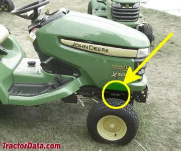 Localização do número de série John Deere X500