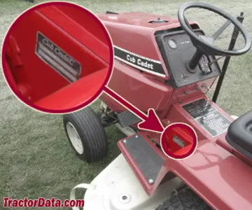 Standort der Seriennummer Cub Cadet 1282