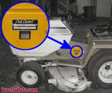 Cub Cadet 1204 Seriennummernstandort