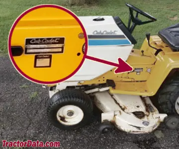 Cub Cadet 1606 Seriennummernstandort