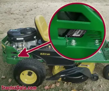 John Deere Z235 Seriennummernstandort