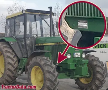 Standort der Seriennummer John Deere 3140