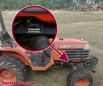 Localização do número de série Kubota B7300