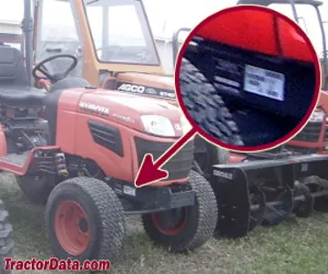 Kubota B2320 Seriennummernstandort