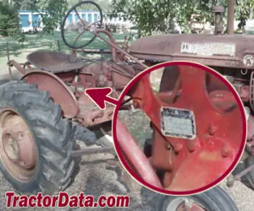 Localização do número de série Farmall Super A-1