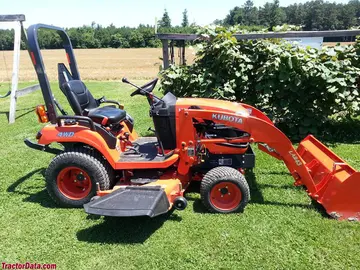 Kubota BX2360 mit Frontmäher und Frontlader.