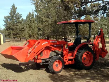Kubota L3901 mit LA525 Frontlader und Heckbagger.